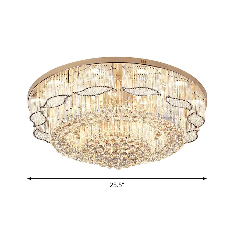 Modern Crystal Flower Flushmount Ceiling Lamp - 7-Light Clear Flush Light Fixture For Living Room