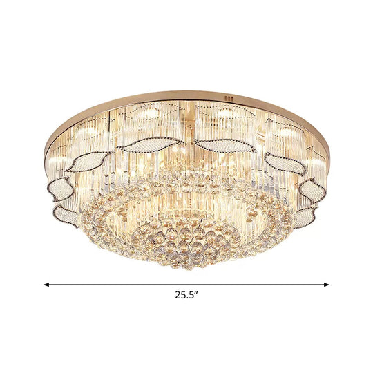 Modern Crystal Flower Flushmount Ceiling Lamp - 7-Light Clear Flush Light Fixture For Living Room