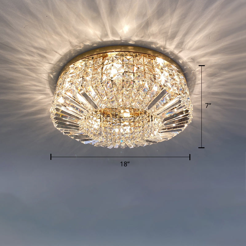 Crystal Loop Shaped Ceiling Light - Simple Style Flush Mount Fixture For Bedroom Gold / 18