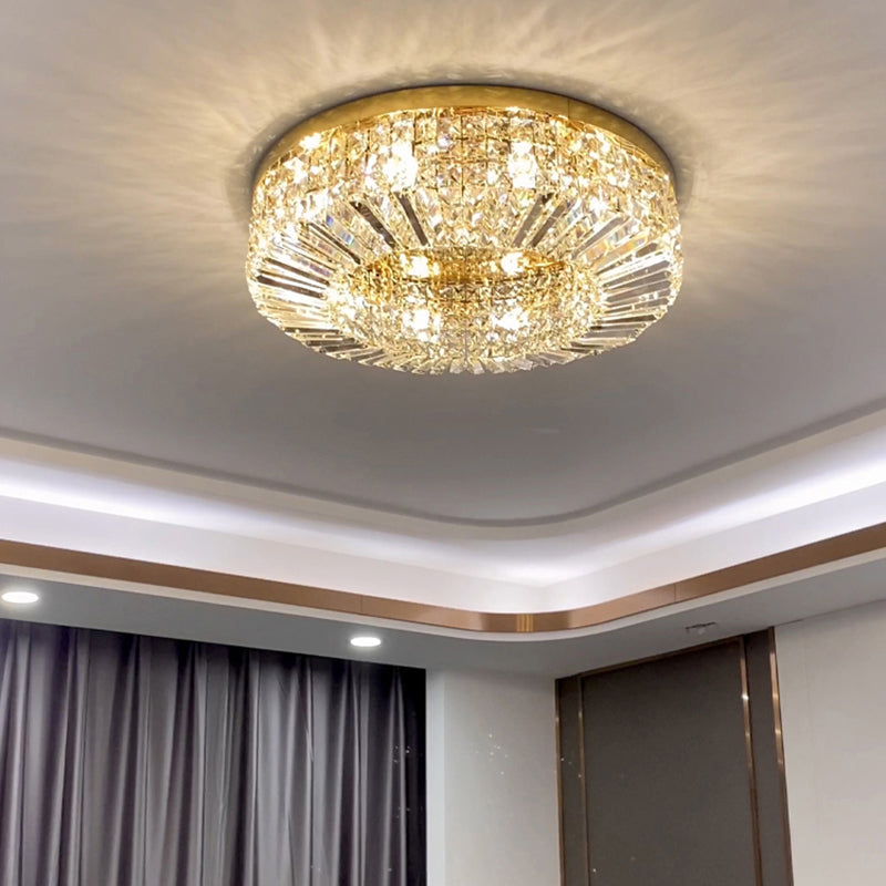 Crystal Loop Shaped Ceiling Light - Simple Style Flush Mount Fixture For Bedroom