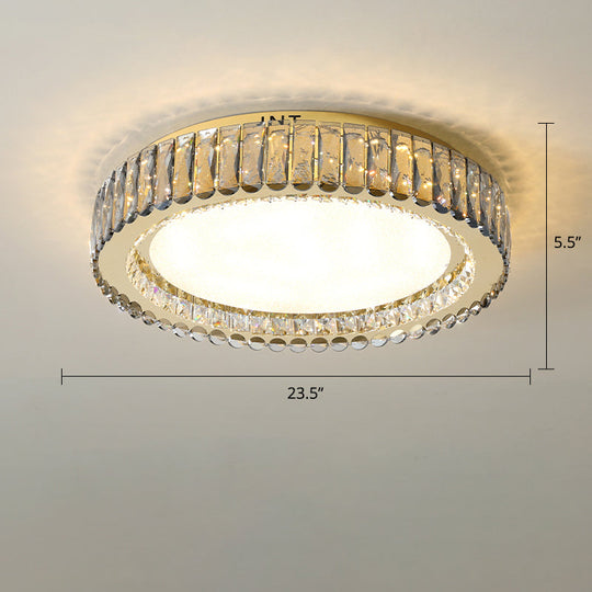 Minimalist Crystal Clear Geometric Flush Mount Ceiling Light For Bedroom / 23.5’ Round