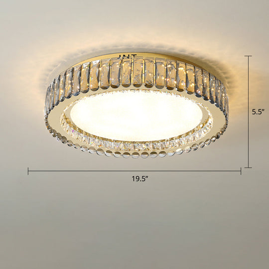 Minimalist Crystal Clear Geometric Flush Mount Ceiling Light For Bedroom / 19.5’ Round