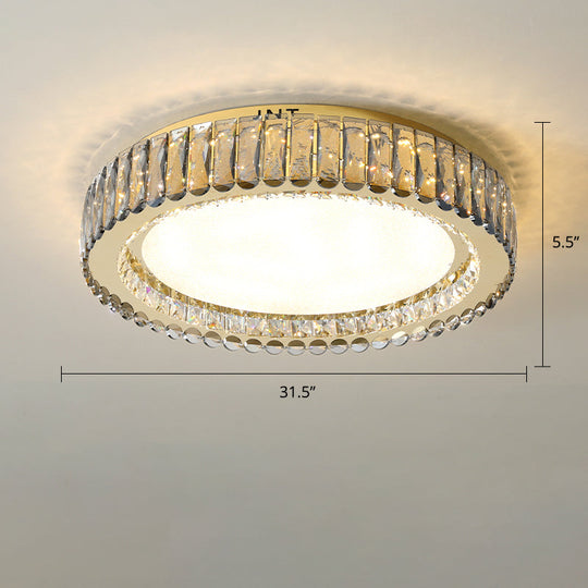 Minimalist Crystal Clear Geometric Flush Mount Ceiling Light For Bedroom / 31.5’ Round