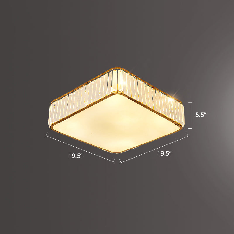 Minimalist K9 Crystal Square Flush Mount Ceiling Light Fixture For Bedroom Gold / 19.5