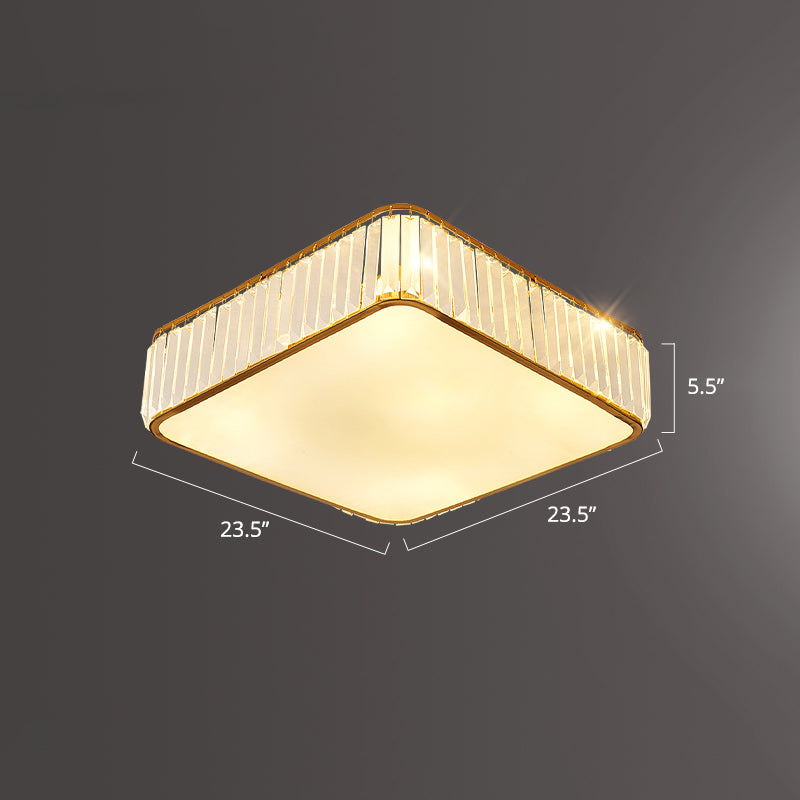 Minimalist K9 Crystal Square Flush Mount Ceiling Light Fixture For Bedroom Gold / 23.5