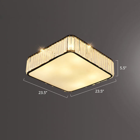 Minimalist K9 Crystal Square Flush Mount Ceiling Light Fixture For Bedroom Black / 23.5