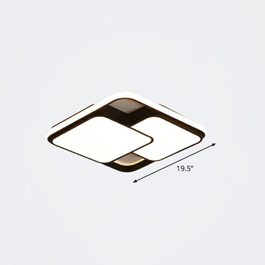 Nordic Acrylic Led Flush - Mount Ceiling Light For Bedrooms - Overlapping Style Black / 19.5’ Warm