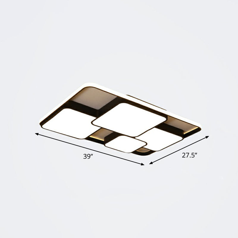 Nordic Acrylic Led Flush-Mount Ceiling Light For Bedrooms - Overlapping Style Black / 39 Remote