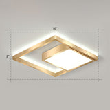 Modern Gold Led Flush Mount Ceiling Light Fixture For Bedrooms - Square Acrylic Lamp / 16 White