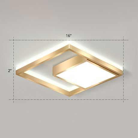 Modern Gold Led Flush Mount Ceiling Light Fixture For Bedrooms - Square Acrylic Lamp / 16 White