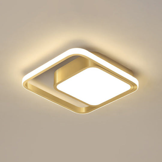 Acrylic Minimalist Led Flush Mount Ceiling Light In Gold For Square Hallways / Remote Control