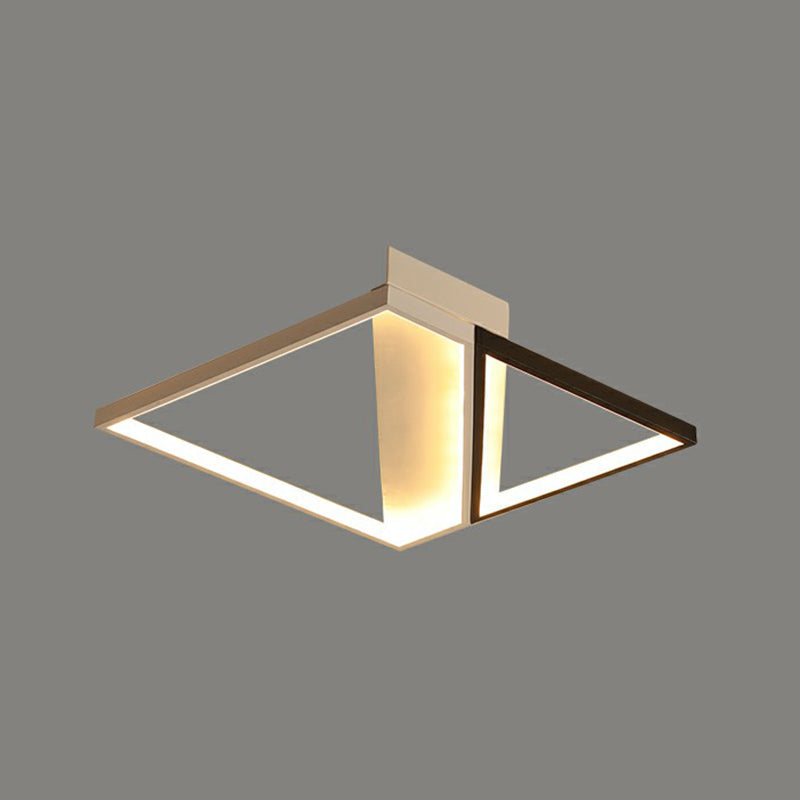 Modern Acrylic Led Ceiling Light: Rectangle Lounge Flush Mount In Black & White / 20.5’ Third Gear