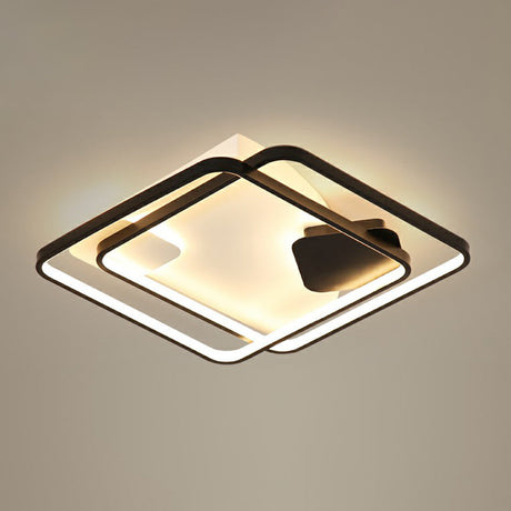 Black Led Flush Mount Ceiling Light For Modern Living Rooms / 21.5 Third Gear