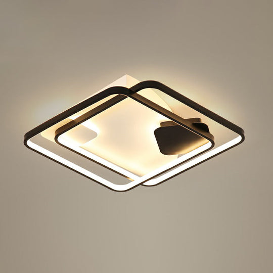 Black Led Flush Mount Ceiling Light For Modern Living Rooms / 18 Remote Control Stepless Dimming