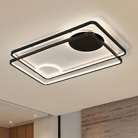 Minimalistic Black Led Acrylic Parallelogram Ceiling Light For Bedroom Semi Flush Mount