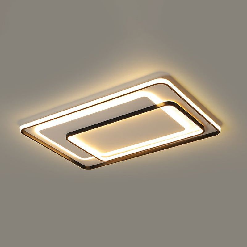 Modern Led Ceiling Lamp - Black Flush - Mount Light Fixture With Acrylic Shade / 43’ White