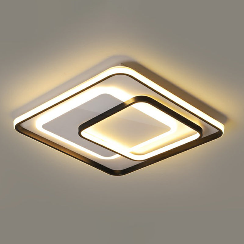 Modern Led Ceiling Lamp - Black Flush - Mount Light Fixture With Acrylic Shade / 24.5’ White