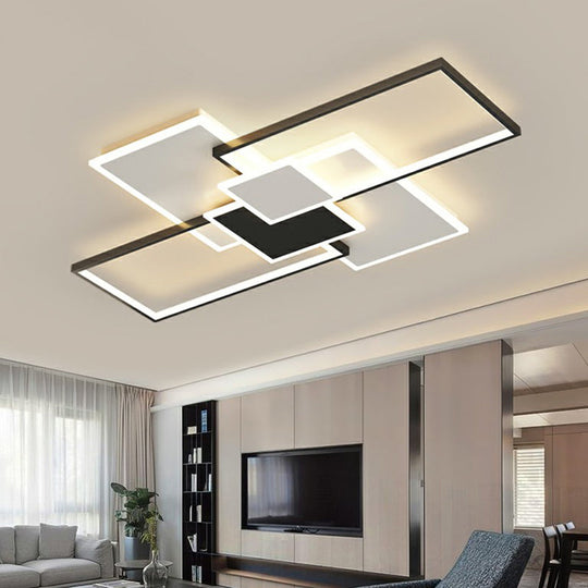 Modern Overlap Ceiling Light: Stylish Metal Flush Mount Fixture For Bedrooms