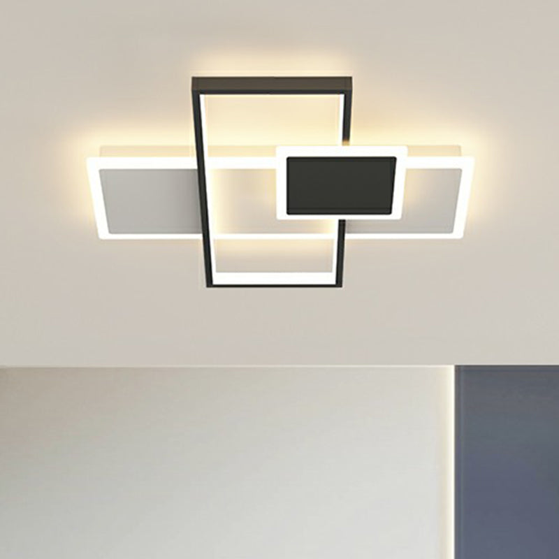 Modern Overlap Ceiling Light: Stylish Metal Flush Mount Fixture For Bedrooms