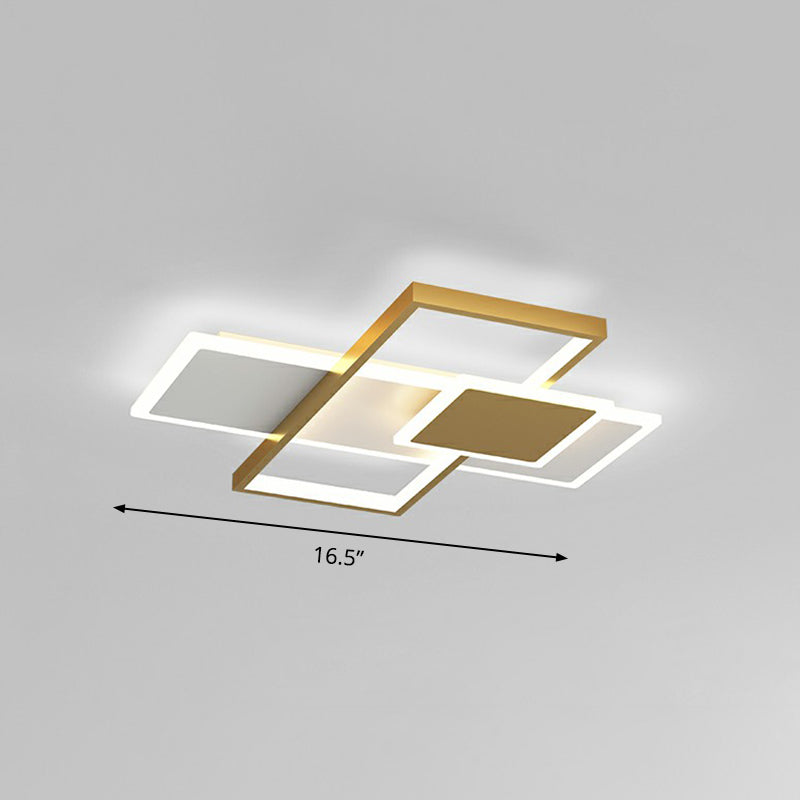 Modern Overlap Ceiling Light: Stylish Metal Flush Mount Fixture For Bedrooms Gold / 16.5