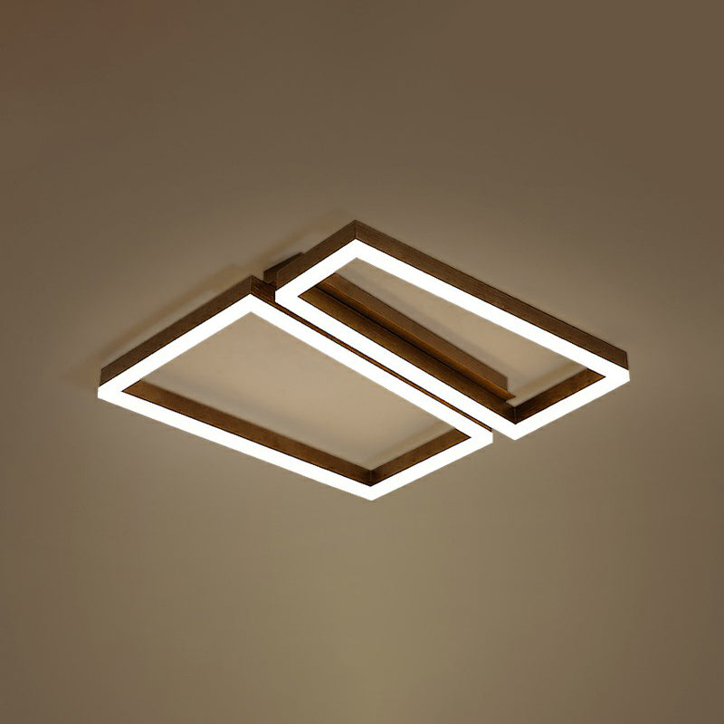 Sleek Metal Led Ceiling Light In Coffee Finish For Living Room / 18
