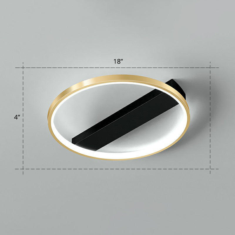 Sleek Geometrical Flush Ceiling Light In Black - Gold Finish - Simplicity Acrylic Flushmount For