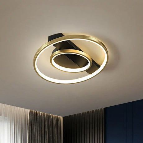 Modern Metallic Flushmount Led Ceiling Light With Gold Finish - Ideal For Bedroom