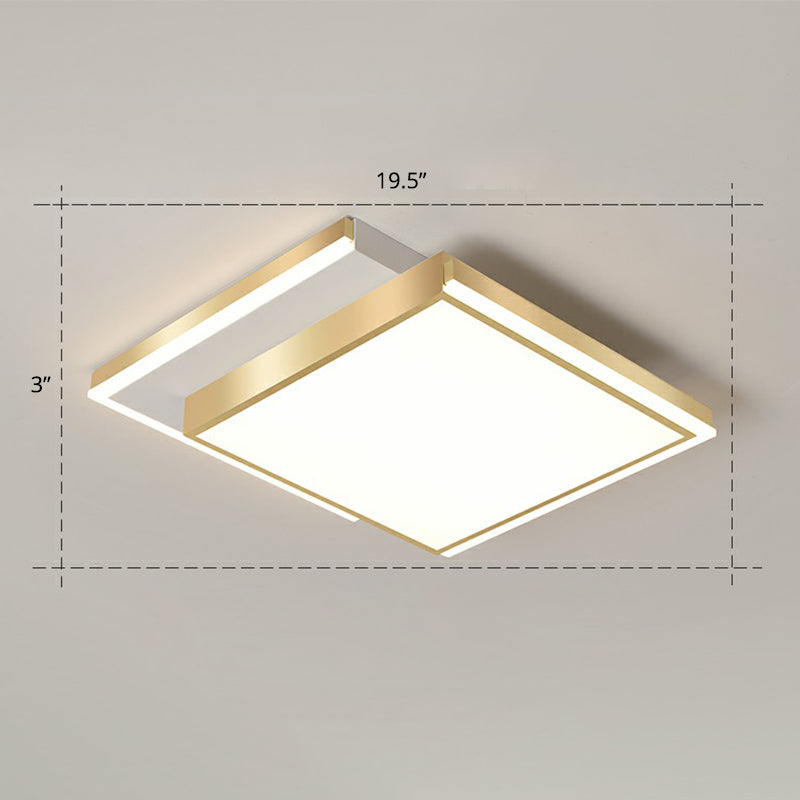 Minimalistic Gold Led Ceiling Light For Living Room - Rectangle Shaped Acrylic Flush Mount /