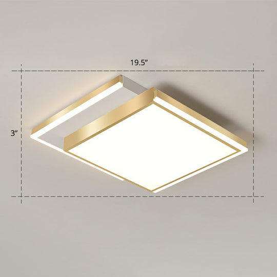 Minimalistic Gold Led Ceiling Light For Living Room - Rectangle Shaped Acrylic Flush Mount /