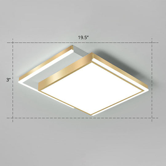Minimalistic Gold Led Ceiling Light For Living Room - Rectangle Shaped Acrylic Flush Mount /