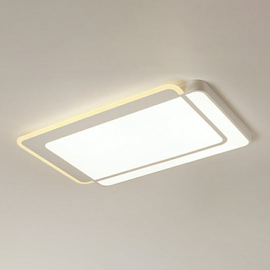 Minimalist White Led Flush Mount Ceiling Light With Acrylic Diffuser