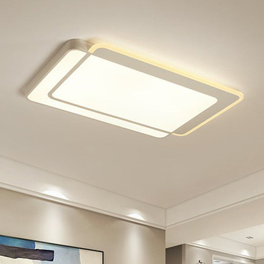 Minimalist White Led Flush Mount Ceiling Light With Acrylic Diffuser