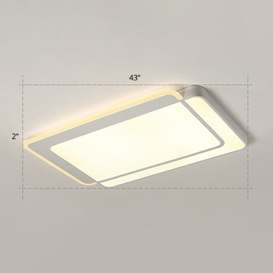 Minimalist White Led Flush Mount Ceiling Light With Acrylic Diffuser / 43 Warm