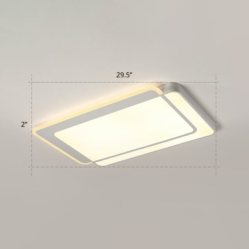 Minimalist White Led Flush Mount Ceiling Light With Acrylic Diffuser / 29.5’ Warm