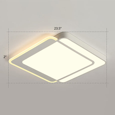 Minimalist White Led Flush Mount Ceiling Light With Acrylic Diffuser / 23.5 Warm