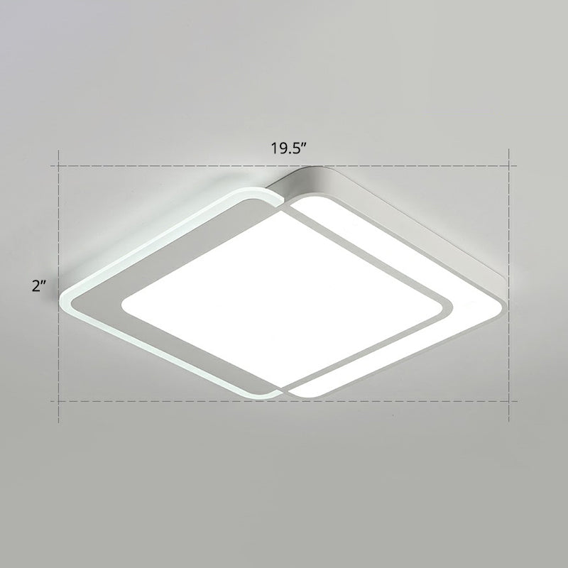 Minimalist White Led Flush Mount Ceiling Light With Acrylic Diffuser / 19.5