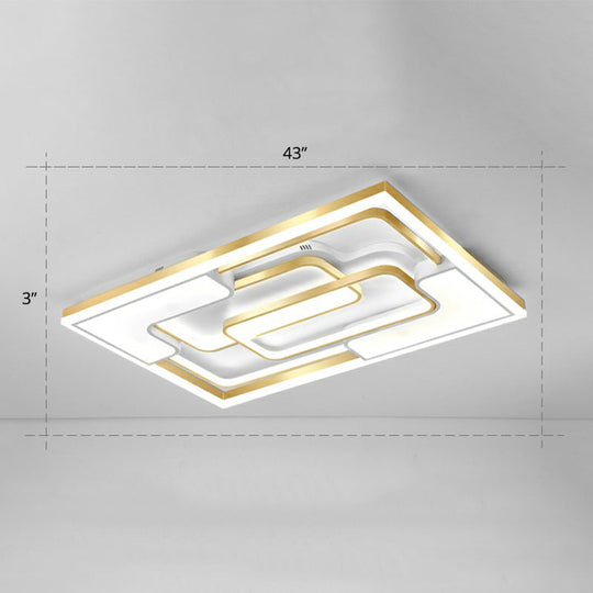 Golden Led Flush Mount Ceiling Light With Metallic Frame - Modern Lighting For Living Room Gold / 43