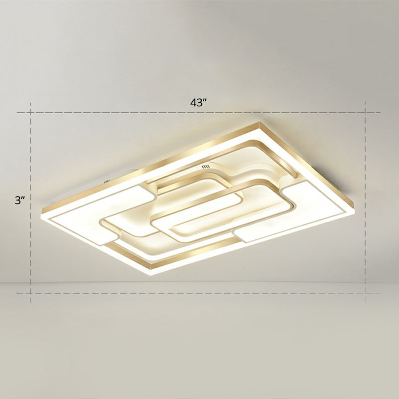 Golden Led Flush Mount Ceiling Light With Metallic Frame - Modern Lighting For Living Room Gold /