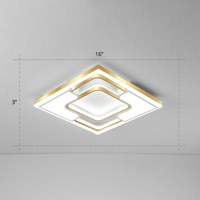Golden Led Flush Mount Ceiling Light With Metallic Frame - Modern Lighting For Living Room Gold /