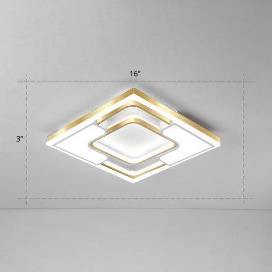 Golden Led Flush Mount Ceiling Light With Metallic Frame - Modern Lighting For Living Room Gold / 16