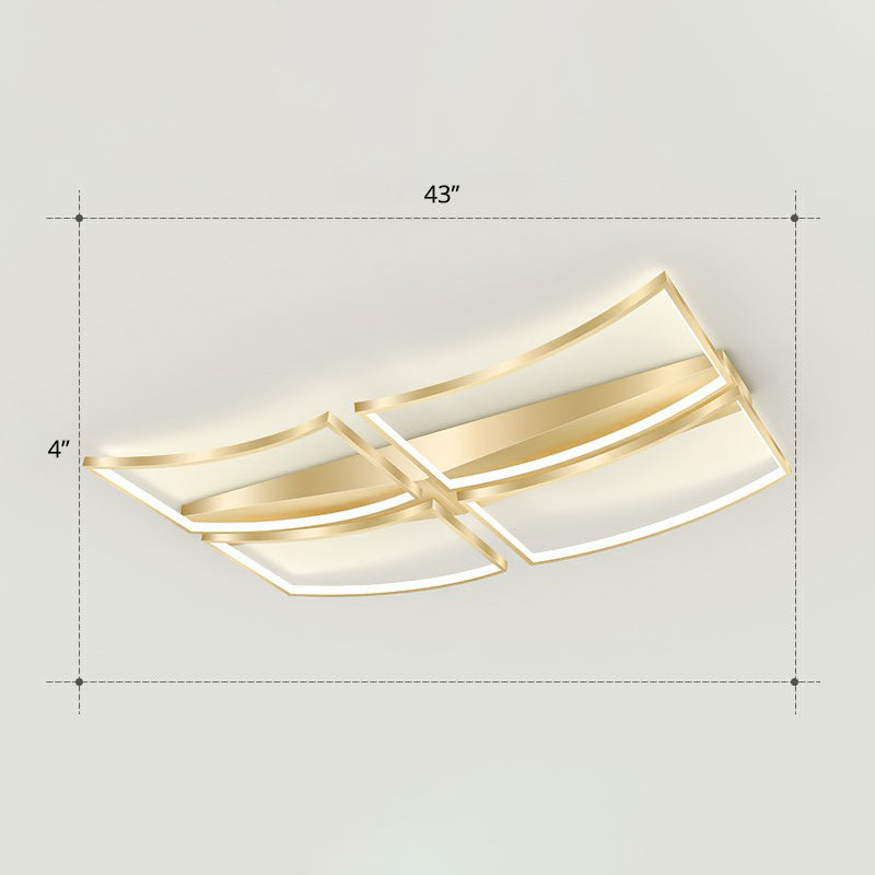 Sleek Curved Frame Flush Mount Led Ceiling Light For Modern Living Spaces Gold / 43 Remote Control