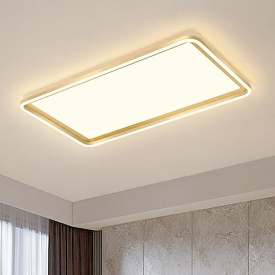 Gold Acrylic Led Flush Mount Ceiling Light For Minimalistic Rectangle Sitting Room