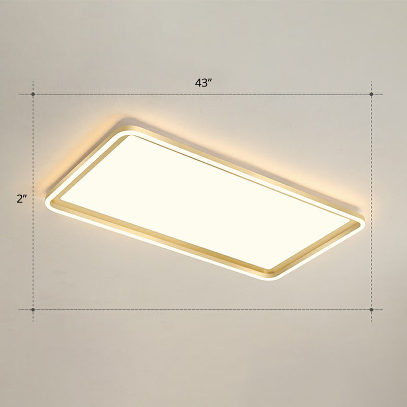 Gold Acrylic Led Flush Mount Ceiling Light For Minimalistic Rectangle Sitting Room / 43 Warm