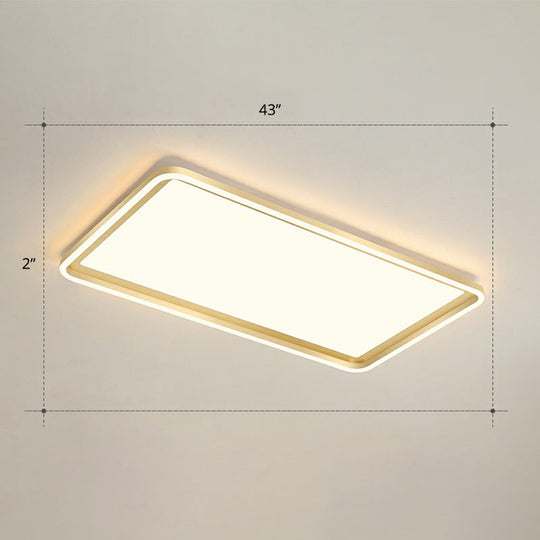 Gold Acrylic Led Flush Mount Ceiling Light For Minimalistic Rectangle Sitting Room / 43 Warm
