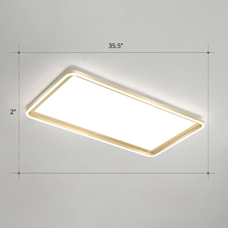 Gold Acrylic Led Flush Mount Ceiling Light For Minimalistic Rectangle Sitting Room / 35.5’ White
