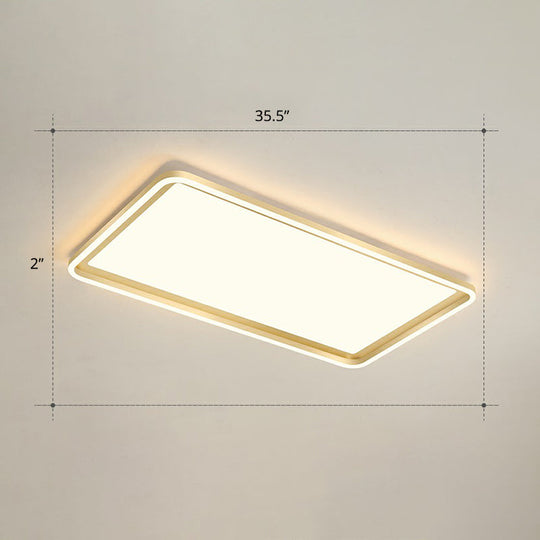 Gold Acrylic Led Flush Mount Ceiling Light For Minimalistic Rectangle Sitting Room / 35.5 Warm