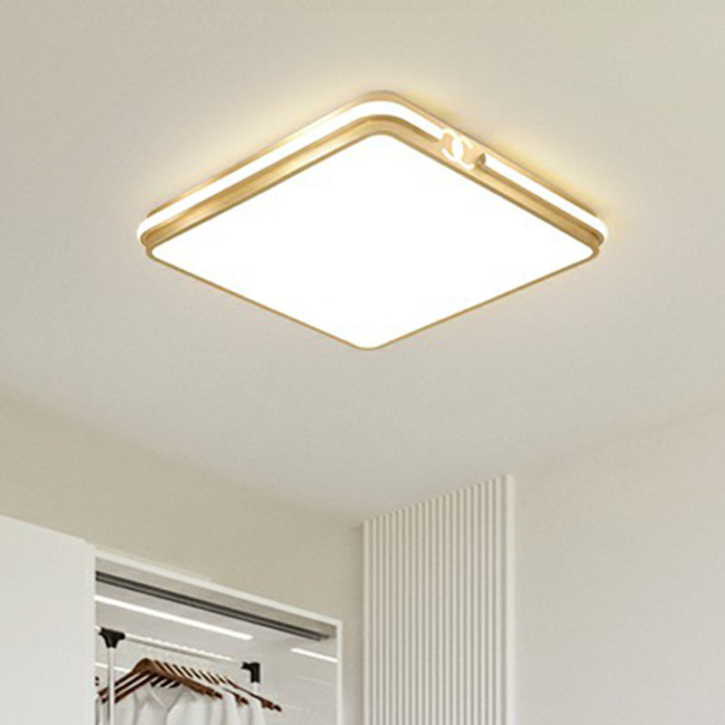 Contemporary Gold Finish Led Flush Mount Ceiling Light - Acrylic Rectangle Design