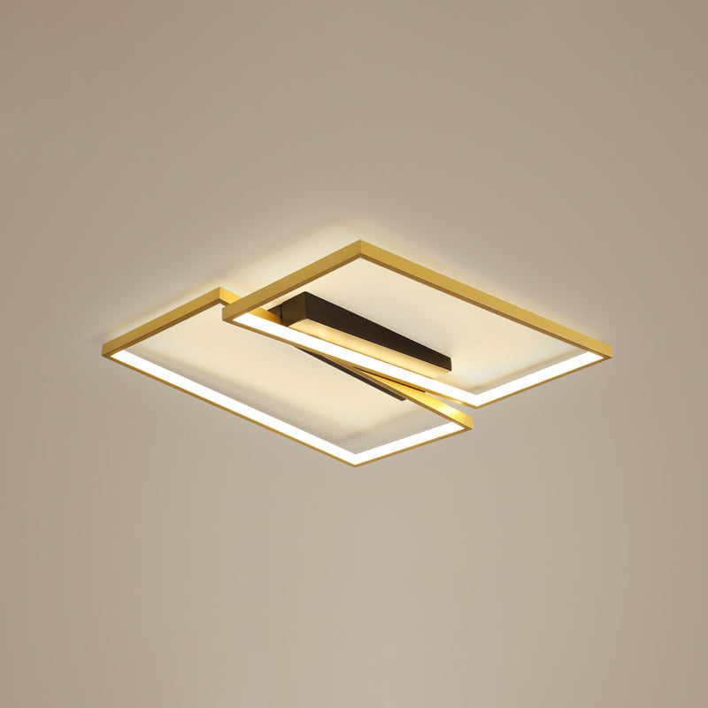 Gold Finish Ceiling Light Fixture: Simplicity Metal Led Flush Mount For Bedroom / 16.5