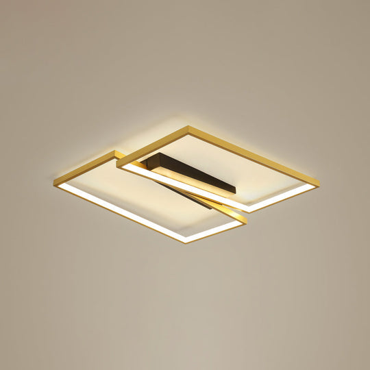 Gold Finish Ceiling Light Fixture: Simplicity Metal Led Flush Mount For Bedroom / 16.5