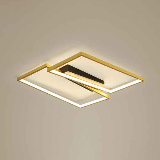 Gold Finish Ceiling Light Fixture: Simplicity Metal Led Flush Mount For Bedroom / 20.5